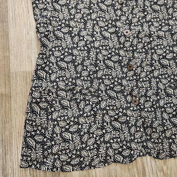 Vtg Sigrid Olson Tunic Vest Women 10/M Beige Leaf Print Cottagecore Boho Acadmia - Picture 4 of 9